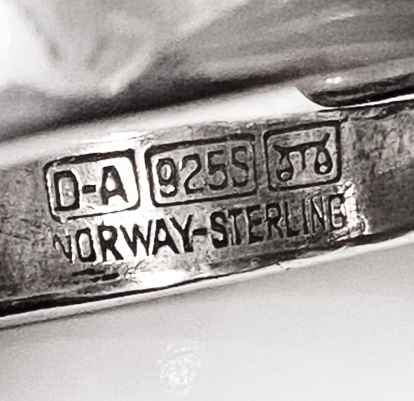 David Andersen Sterling and Thulite Ring Norway C.1950 3