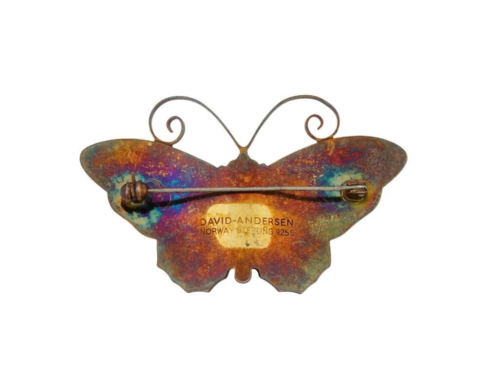 David Andersen Sterling Enamel Butterfly Brooch In Good Condition In New York, NY