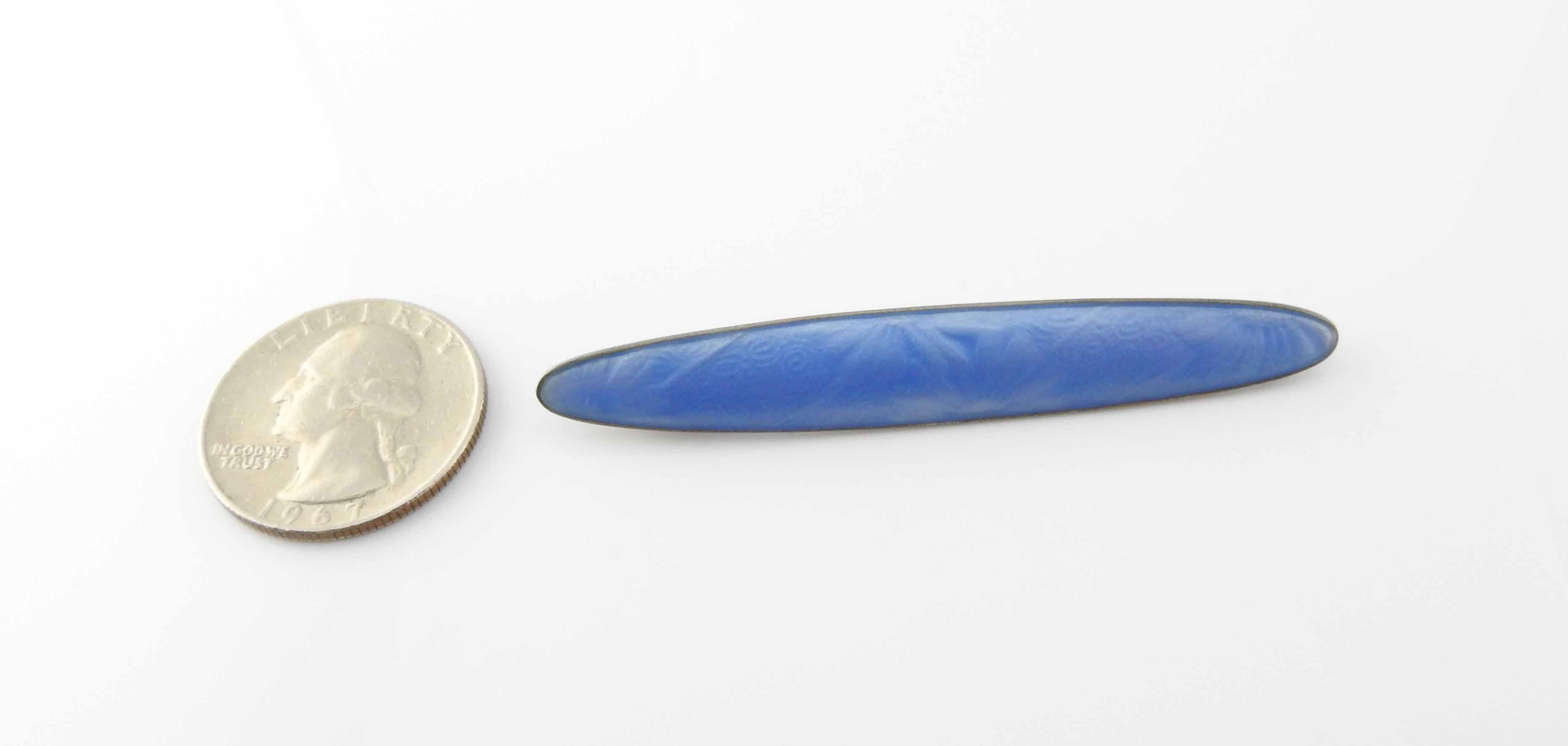 David Andersen Sterling Silver Blue Enamel Daisy Oblong Pin 3