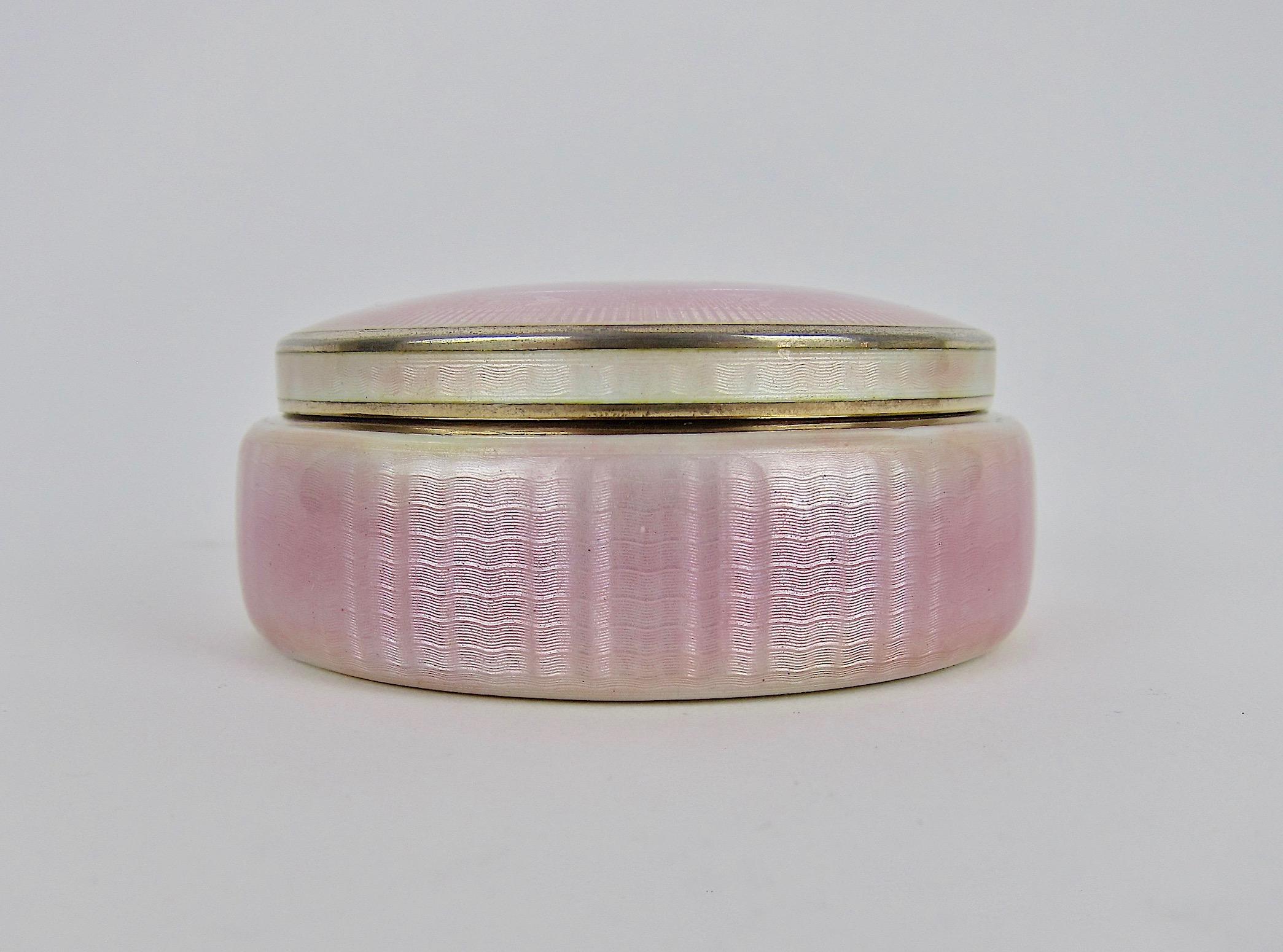 20th Century David Andersen Sterling Silver Gilt and Pink Guilloche Enamel Covered Box