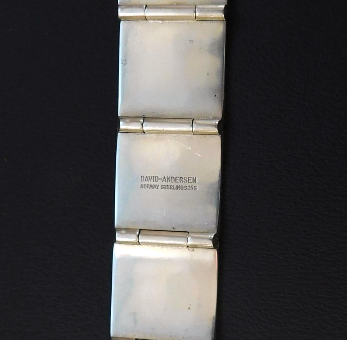 Norwegian David Anderson Modernist Geometric Enamel and Sterling Bracelet For Sale