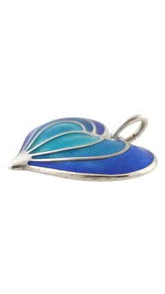 David Anderson Sterling Silver Blue Guilloche Enamel Heart #17459