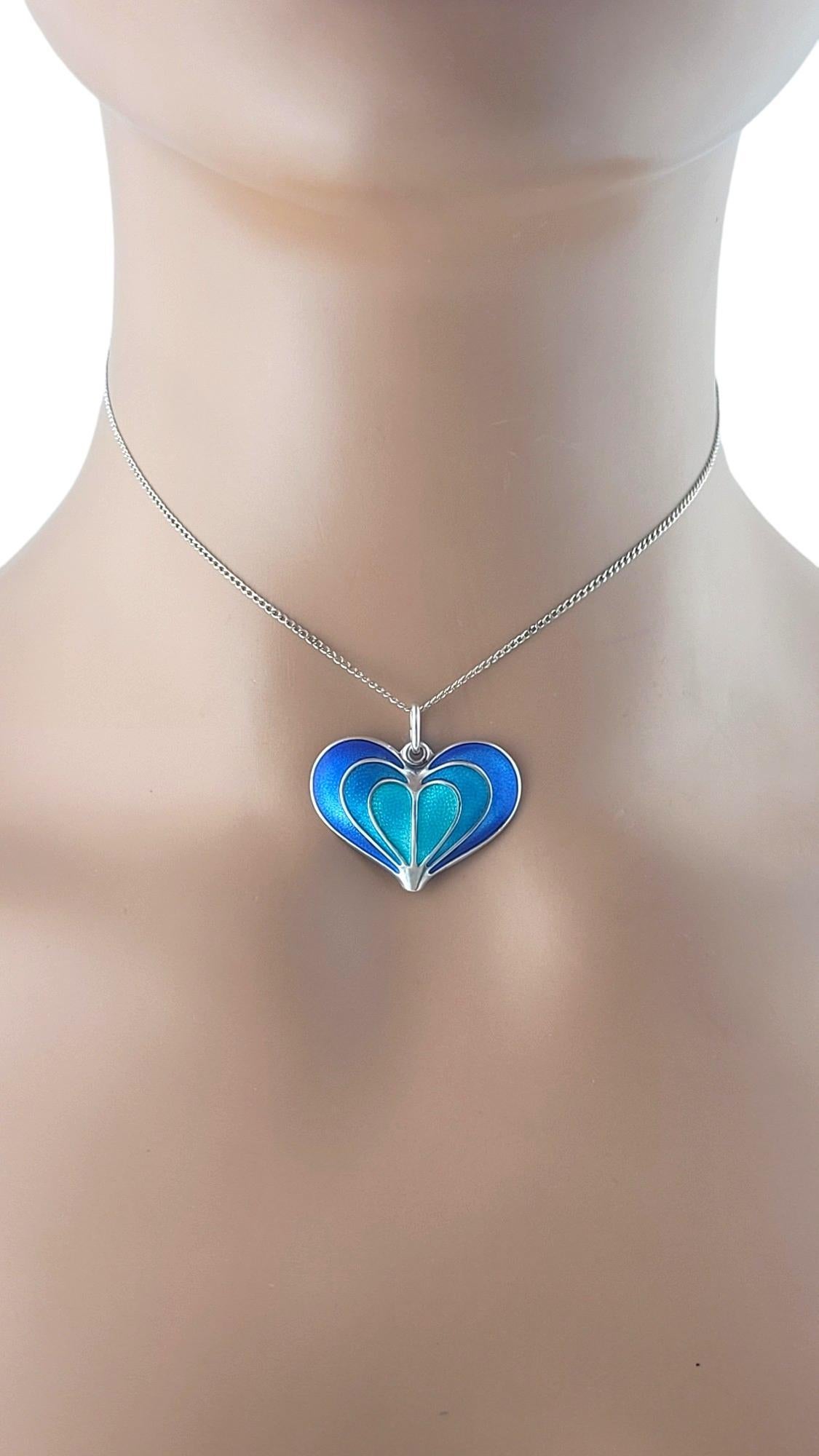 David Anderson Sterling Silver Blue Guilloche Enamel Heart #17459 3