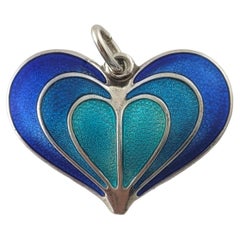 David Anderson Sterling Silver Blue Guilloche Enamel Heart #17459