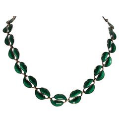 David Anderson Sterling Silver Green Leaf Necklace