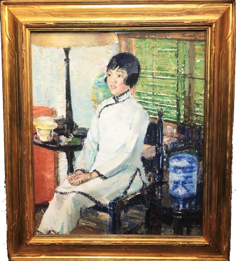 Dimensions: Height: 24” (61cm) Width: 20” (50.8cm) Frame width: 3.25” (8.12 cm)

About: 
This very elegant painting is a part of the famous ‘Cantonese’ series of mainly female portraits, painter by David Anthony Tauszky in the 1920s. The