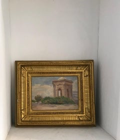 The promenade of Peyrou, Montpellier by David Arnold Burnand - Oil on wood 16x22