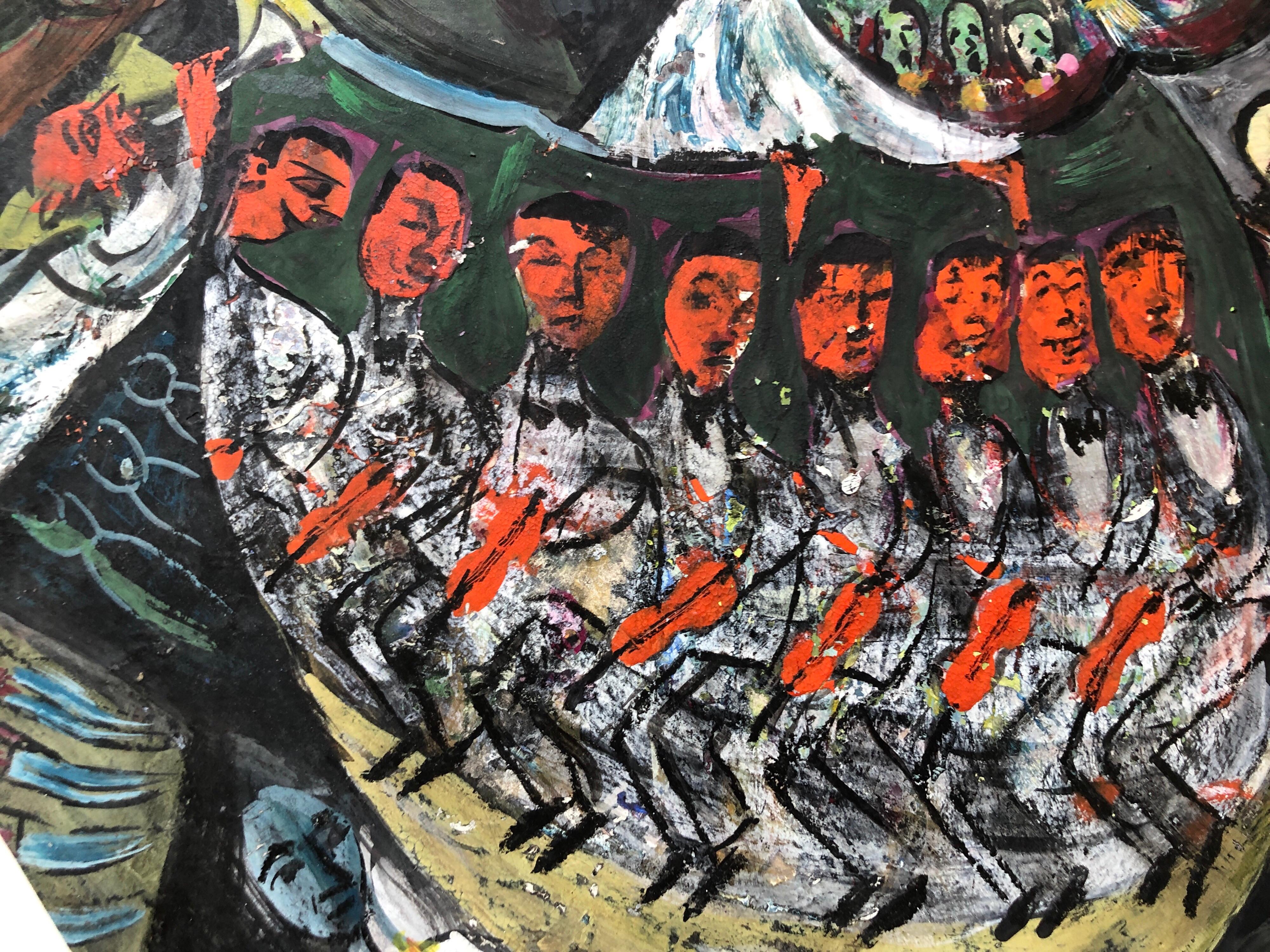 Modernist Orchestra Musical Gouache Painting Boston Expressionist For Sale 3