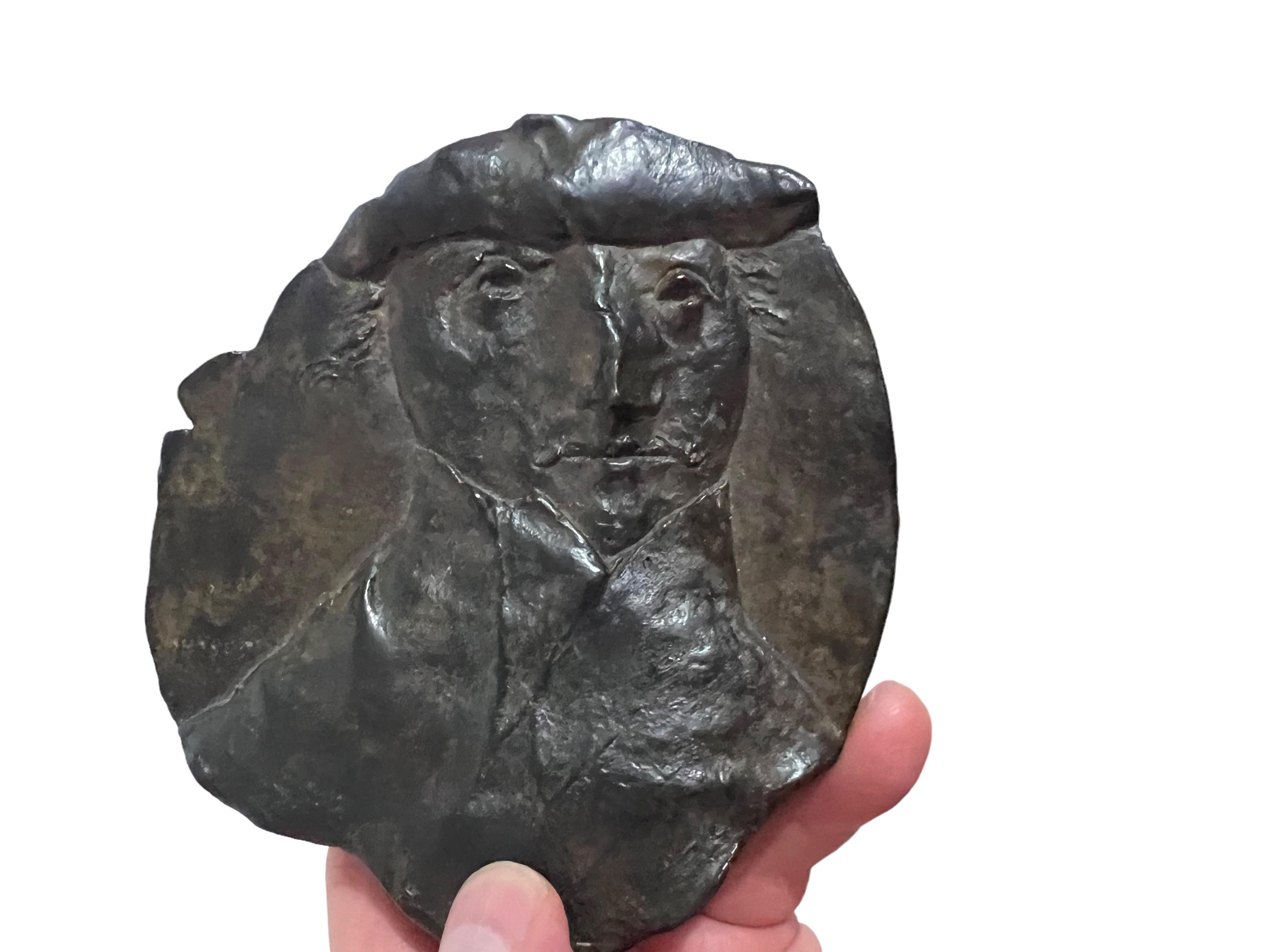 Bronze Plaque Sculpture Judaica Rabbi Figure Portrait American Boston Modernist For Sale 5