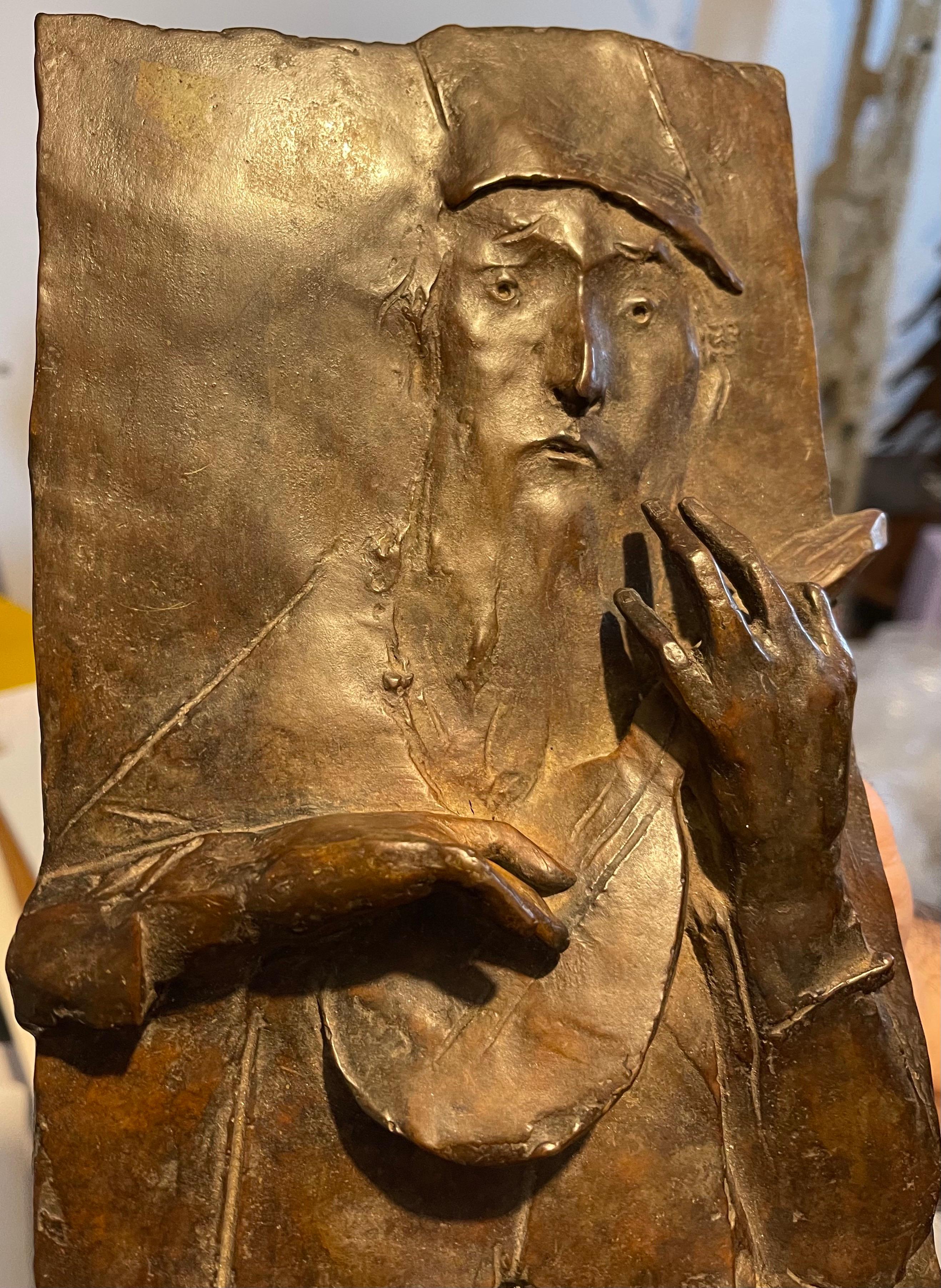 Escultura de bronce Relieve Trovador Figurativo Modernista estadounidense David Aronson en venta 9