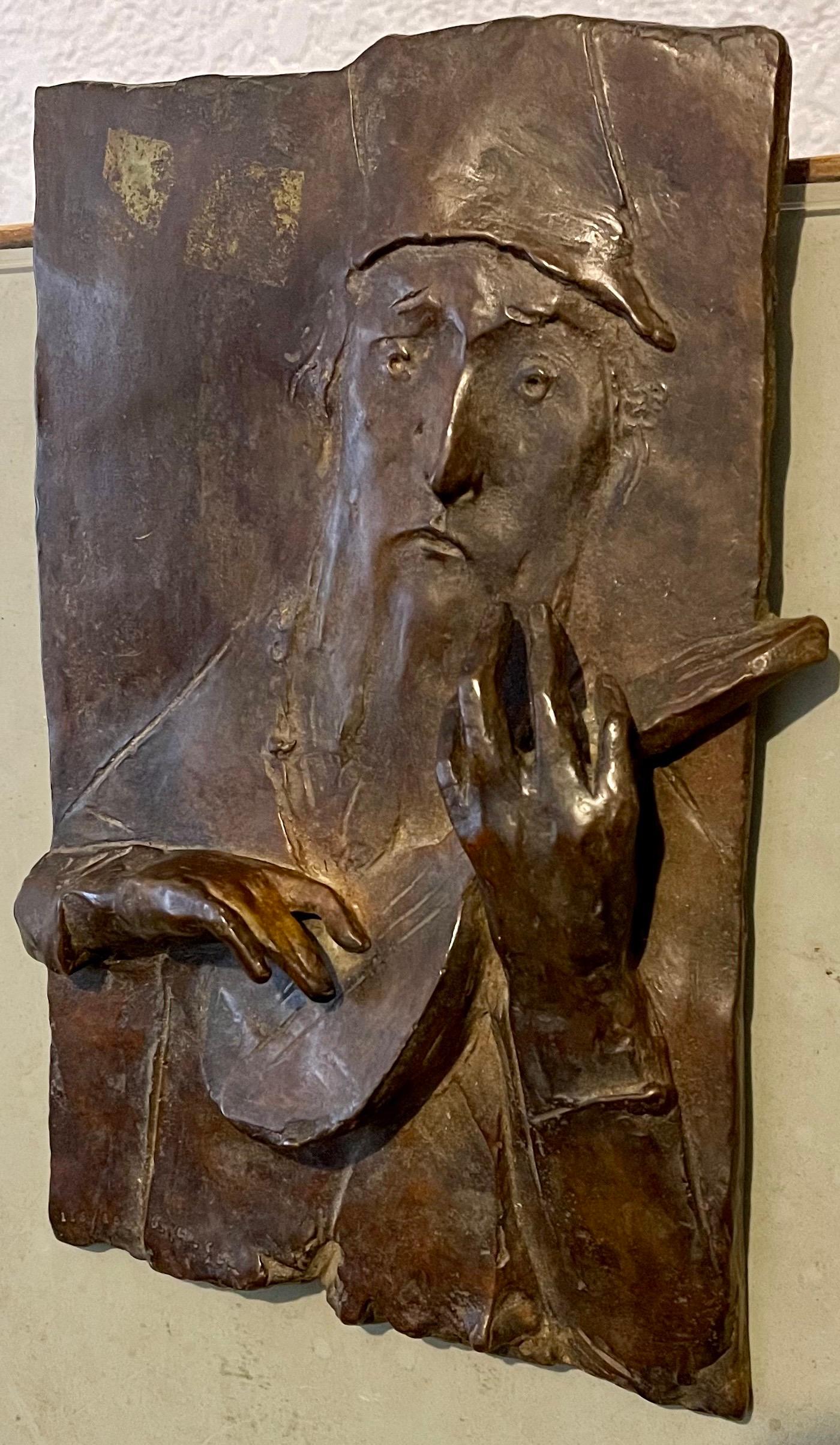 Escultura de bronce Relieve Trovador Figurativo Modernista estadounidense David Aronson en venta 2