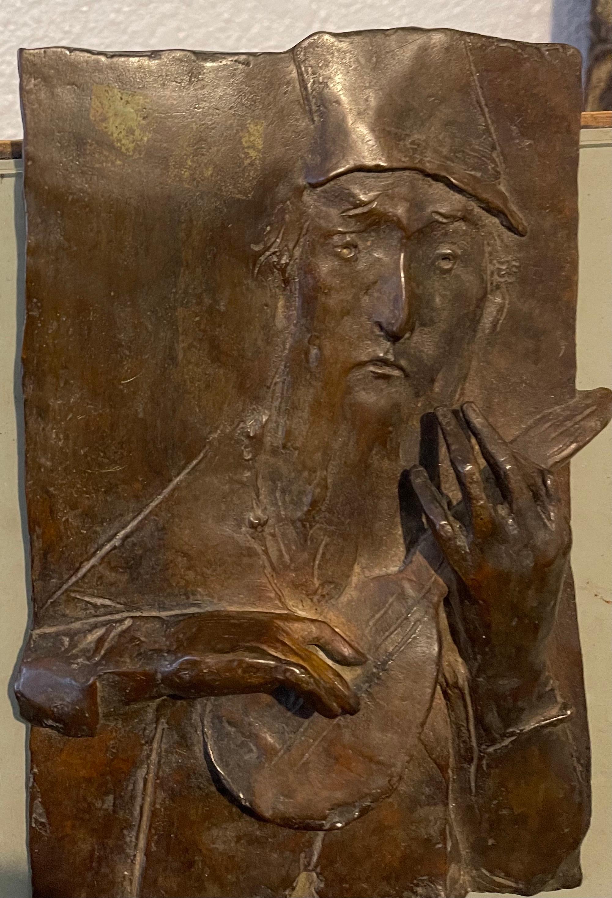 Escultura de bronce Relieve Trovador Figurativo Modernista estadounidense David Aronson en venta 5