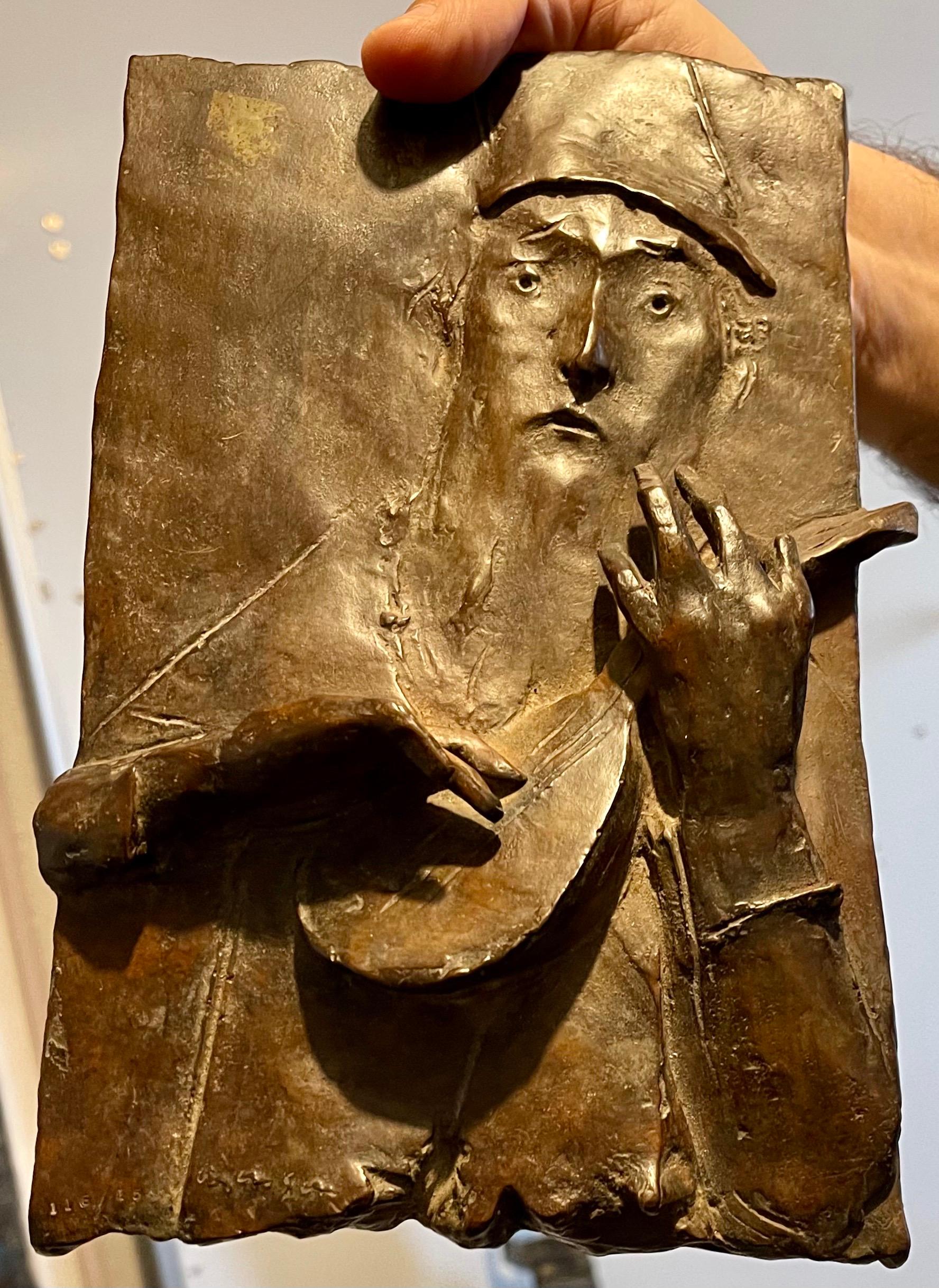 Escultura de bronce Relieve Trovador Figurativo Modernista estadounidense David Aronson en venta 6