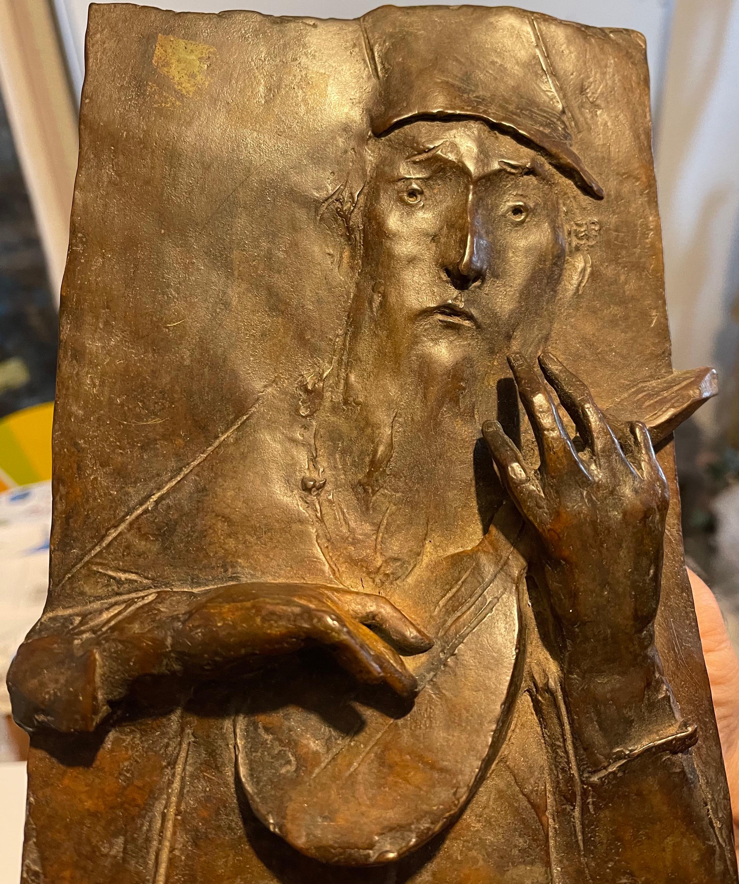 Escultura de bronce Relieve Trovador Figurativo Modernista estadounidense David Aronson en venta 8