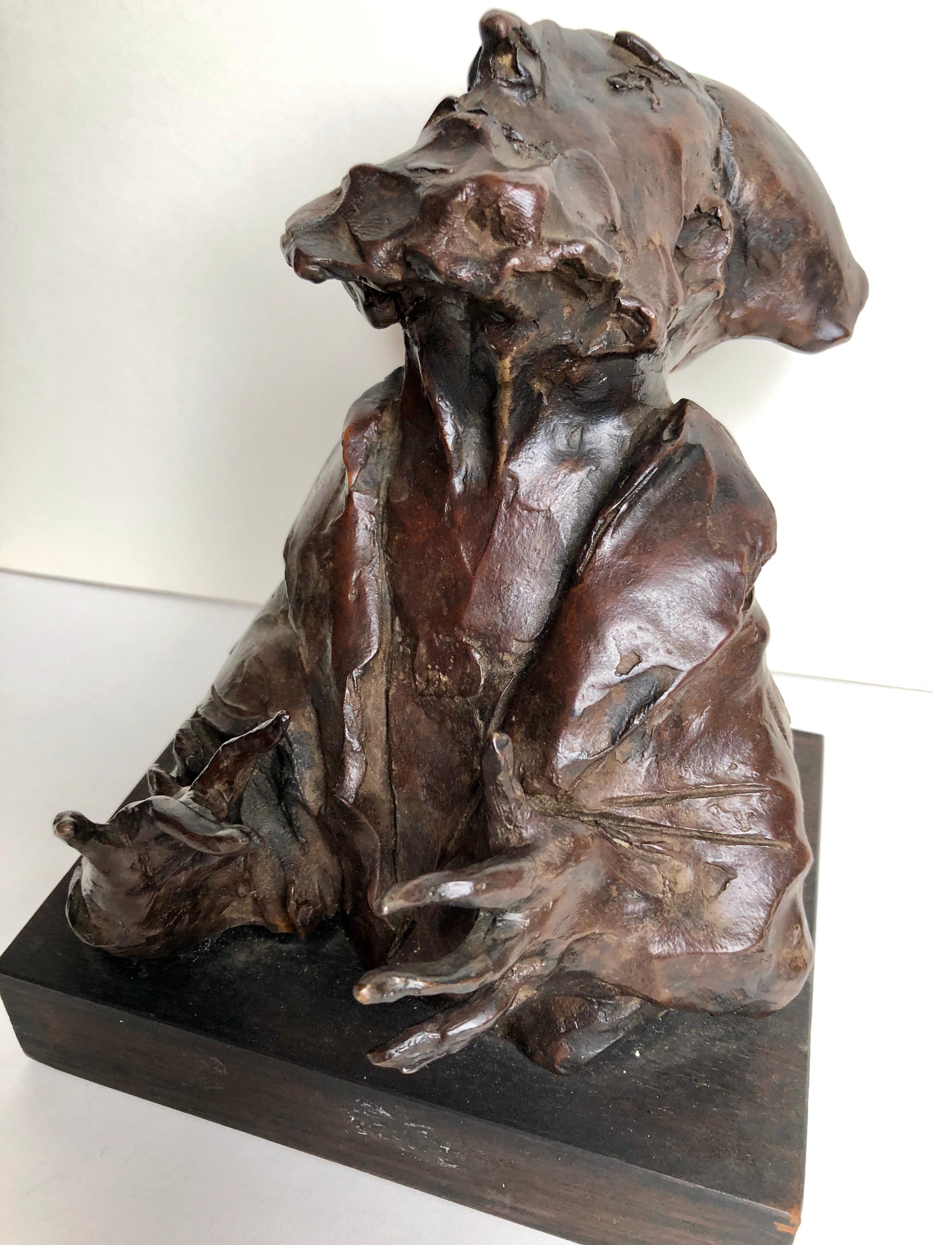 Judaica Bronzeskulptur „Rabbi“ Figur Jewish American Boston Figural Modernist, Judaica – Sculpture von David Aronson