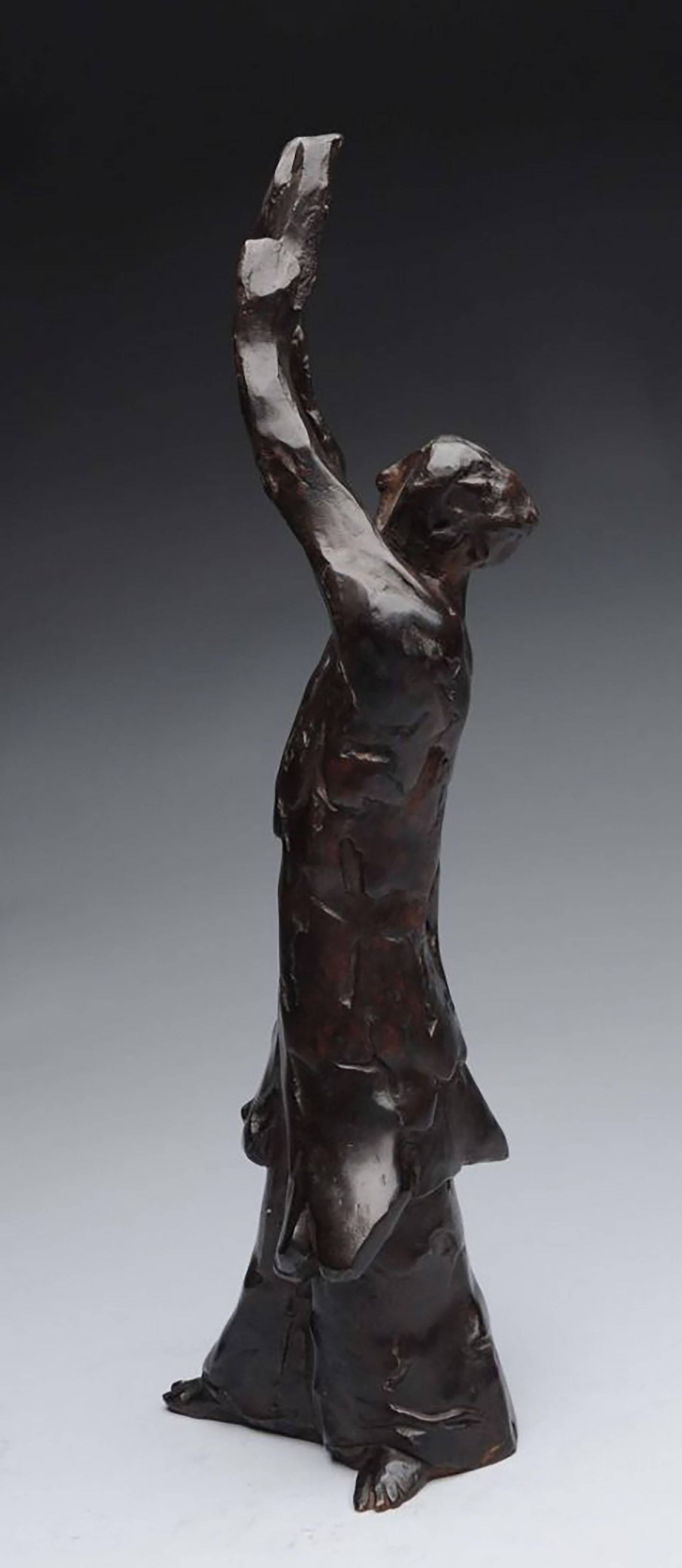 Gran Escultura de Bronce Judaica Figura Bíblica de Moisés Modernista Americano de Boston - Sculpture Expresionista de David Aronson