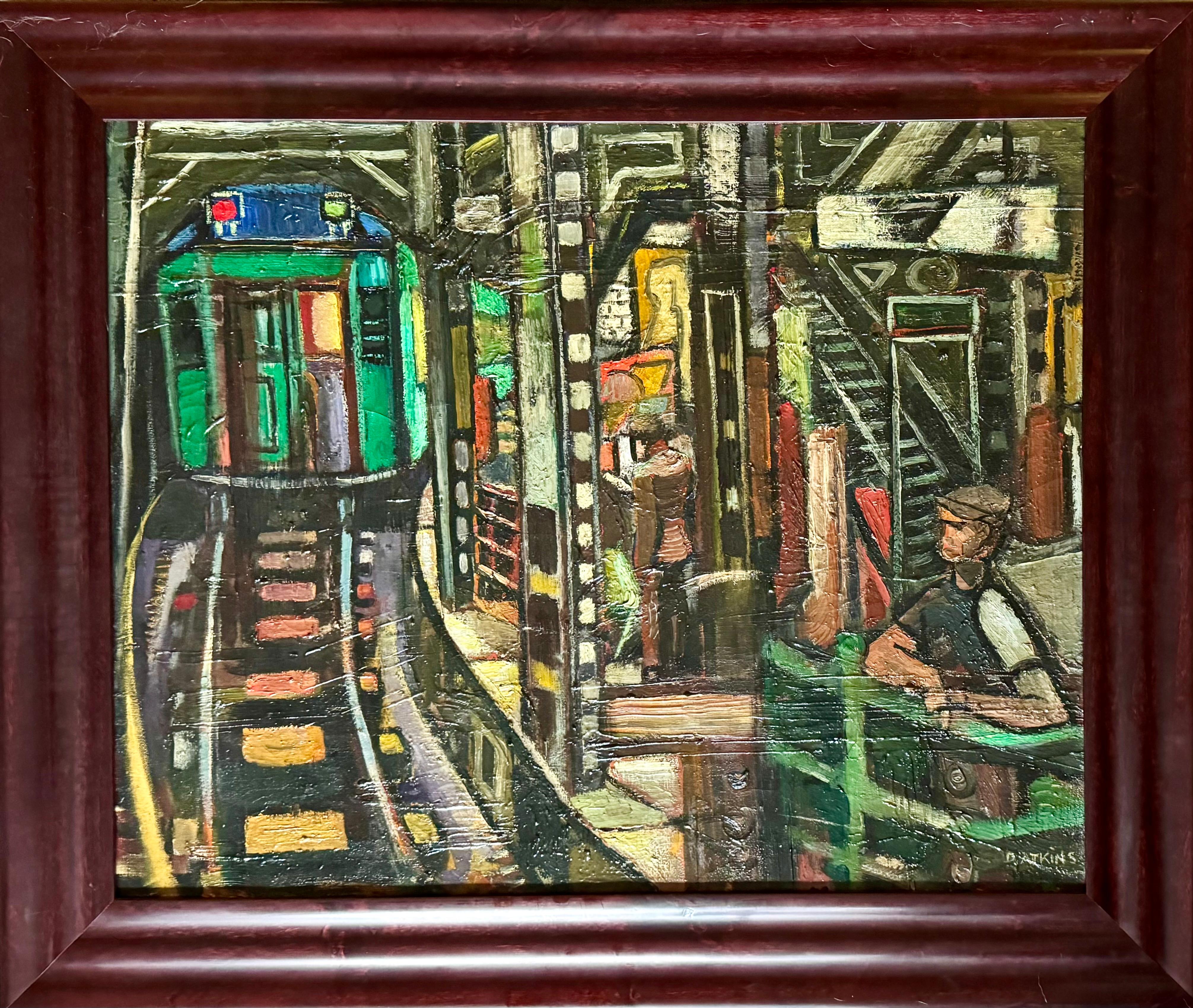 NYC Subway Mid 20th Century Modern American Scene Social Realism Contemporary For Sale 2