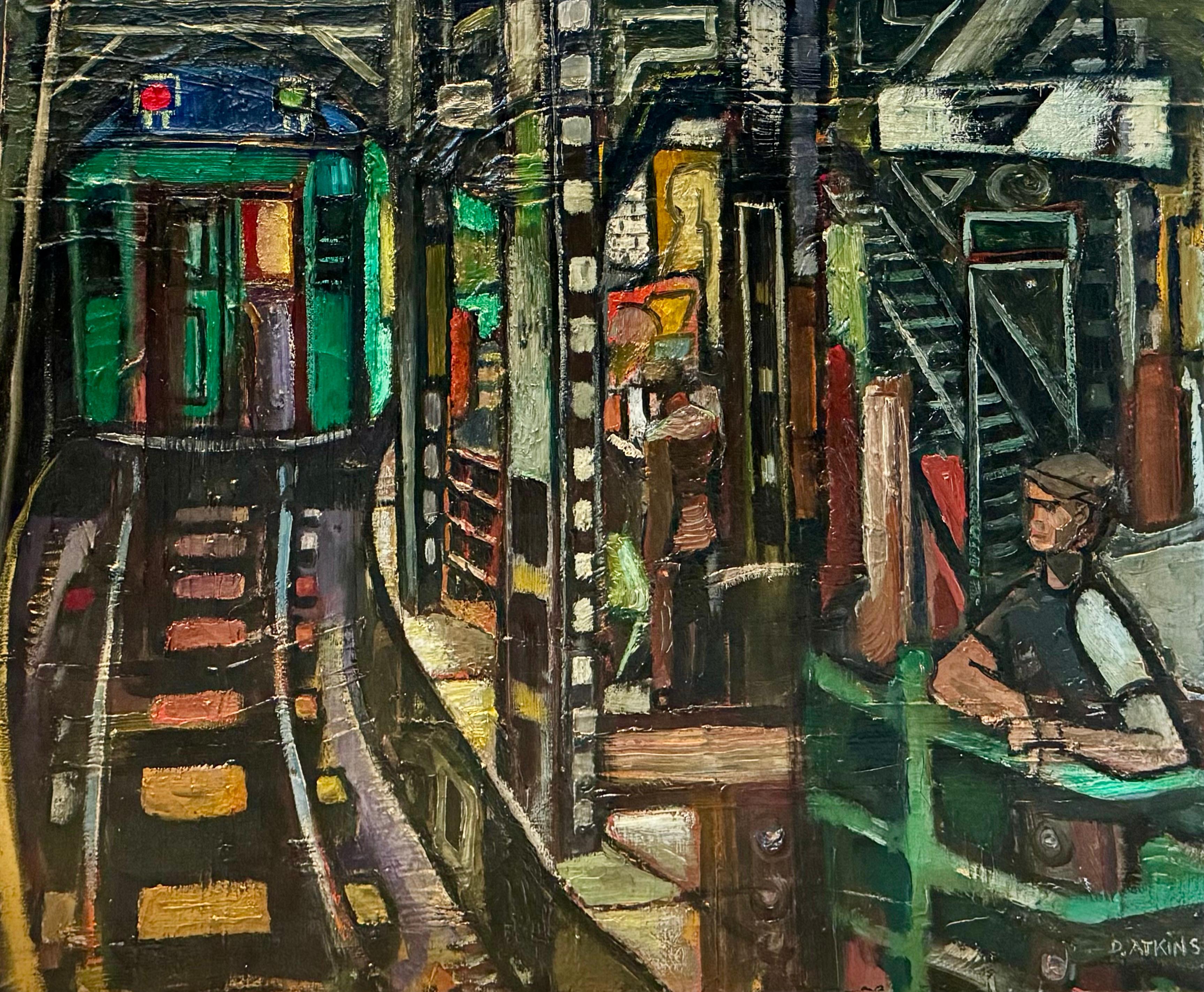 Interior Painting David Atkins - Métro de New York Milieu du 20e siècle Modernity American Scene Social Realism Contemporary