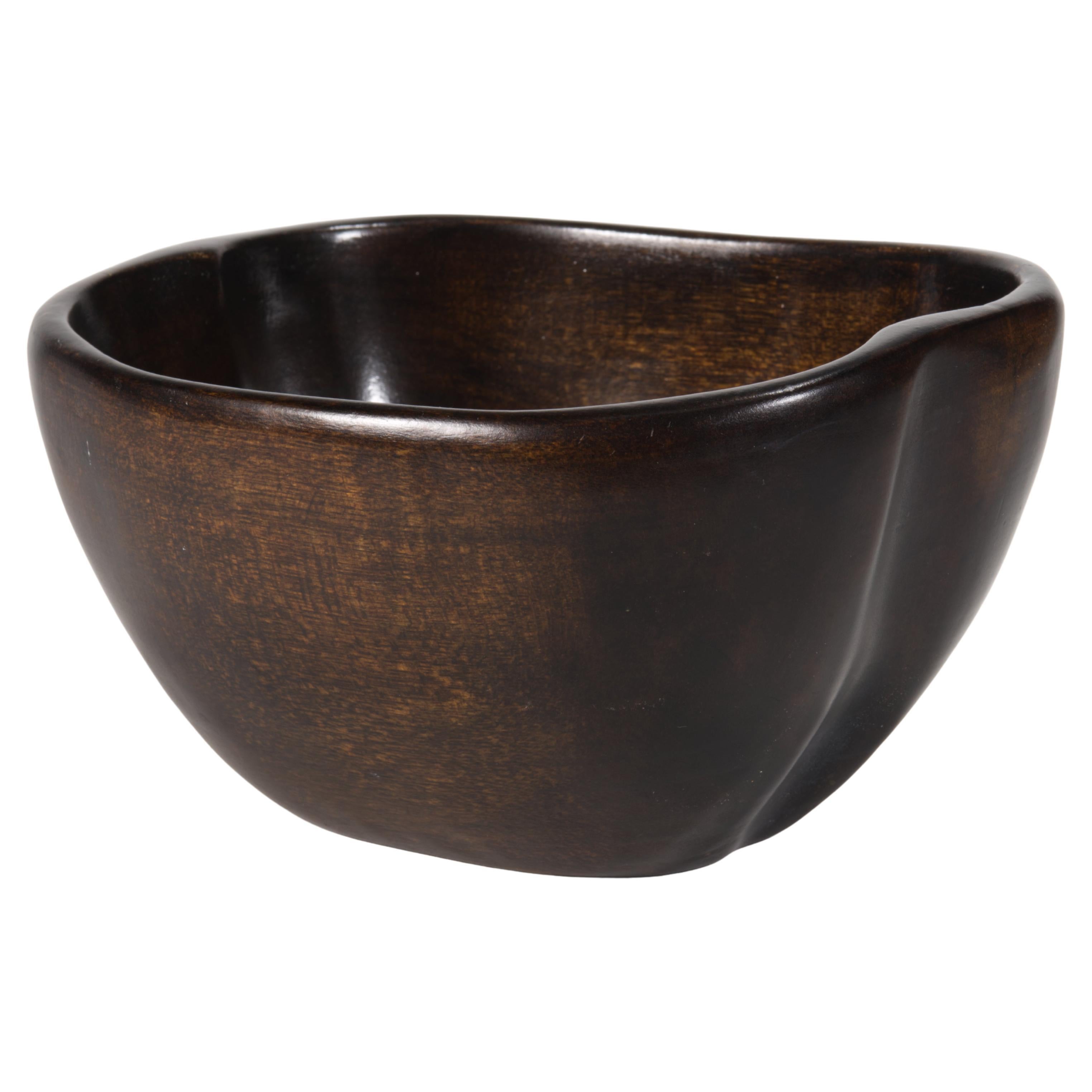 David Auld Asymmetrical Carved Wood Bowl, 1960s For Sale