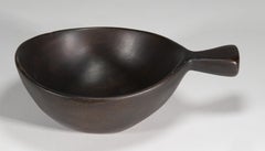 David Auld Asymmetrical Carved Wood Bowl with Handle, 1960s