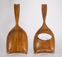 Servizio da tavola in legno di korina intagliato da David Auld, anni ’60