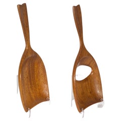 Servizio da tavola in legno di korina intagliato da David Auld, anni ’60