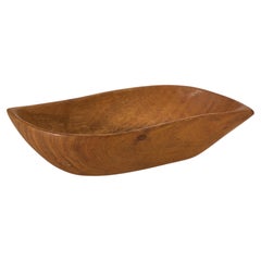 David Auld Carved Korina Wood Small Bowl, 1960s hand carved