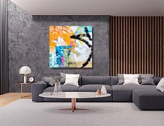 "Accrescimento dorato"  60x60 acrilico, olio, vernice spray su tela