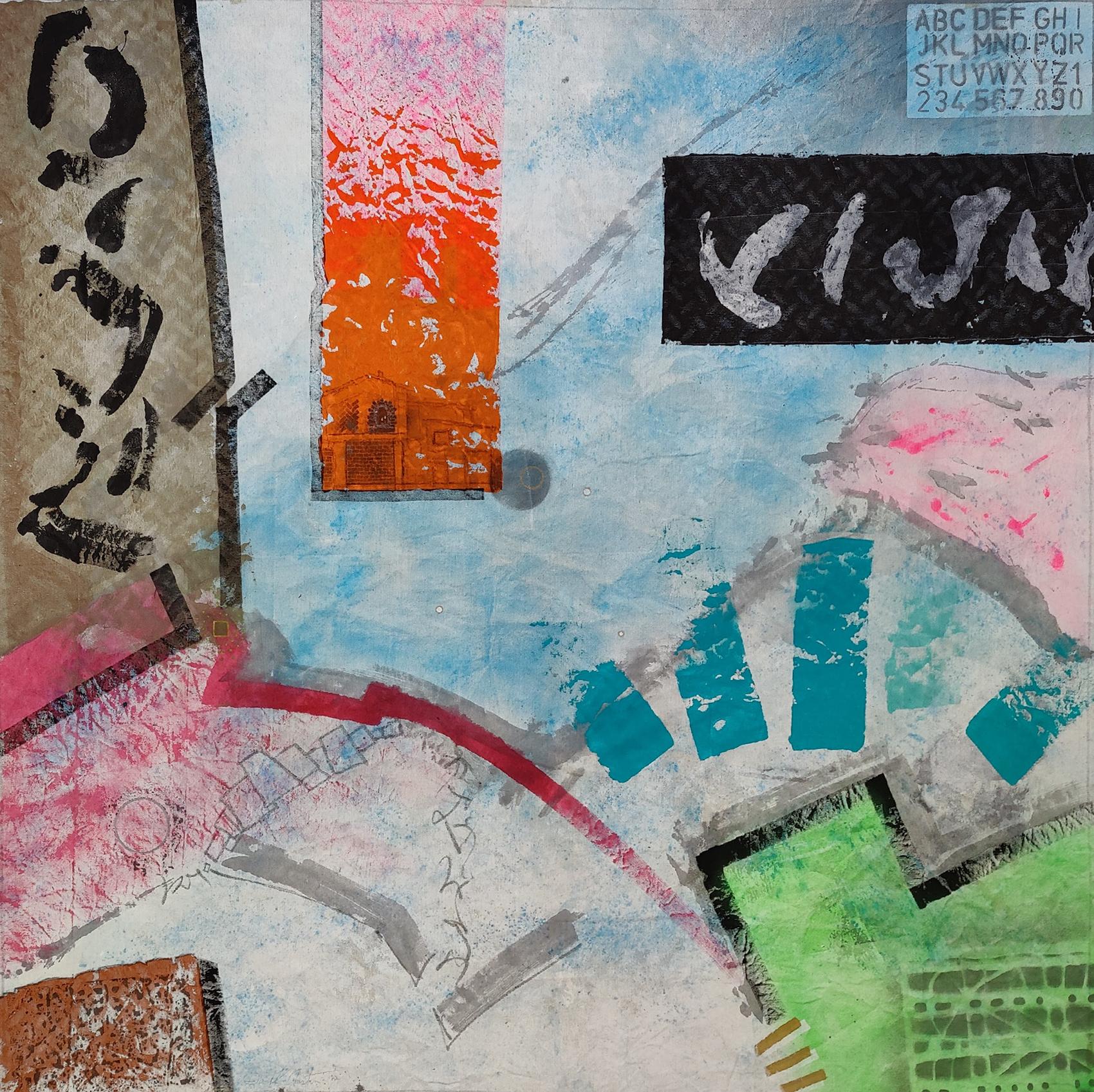 ""Head in My Clouds"  Acryl, Sprühfarbe, Ölstift auf Leinwand, 50,8 x 60,8 cm