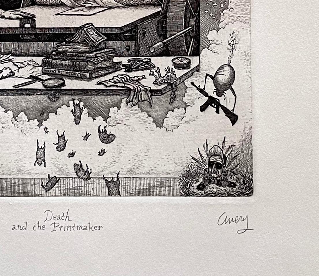 Tod und der Druckgrafiker (Zeitgenössisch), Print, von David Avery