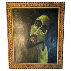 David Azuz, israélien/français (1942 - « Tête abstraite  Huile sur toile Peinture c1960