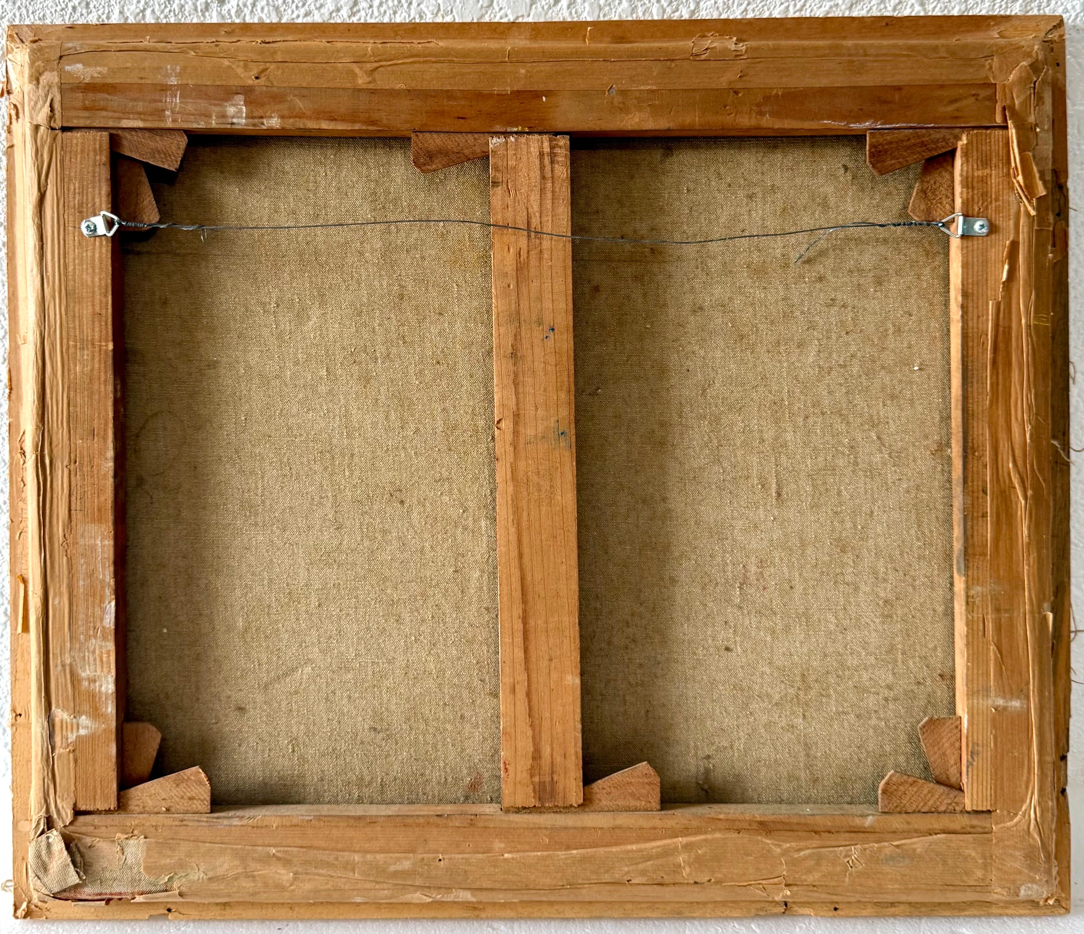 Peinture à l'huile naïve du Français David Azuz Scène de bar à Paris Fauviste colorée en vente 12