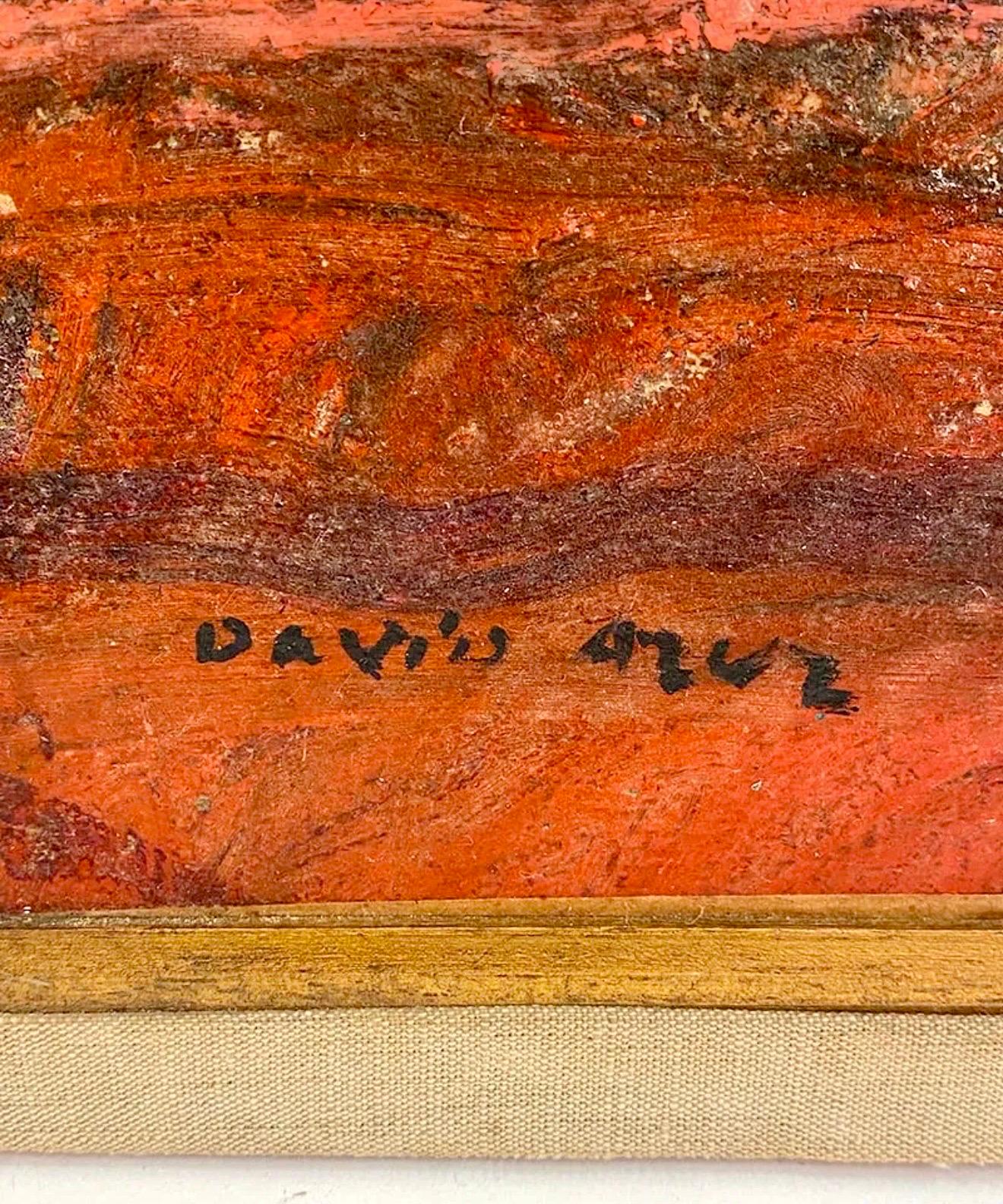 Peinture à l'huile naïve du Français David Azuz Scène de bar à Paris Fauviste colorée en vente 4