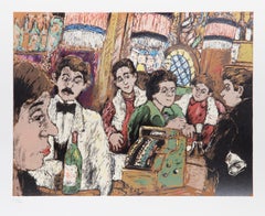 Closing Bar Tab, Lithograph by David Azuz