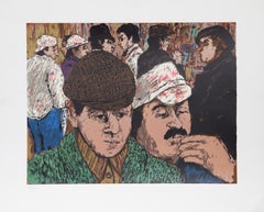 Men in Hats, Lithographie von David Azuz