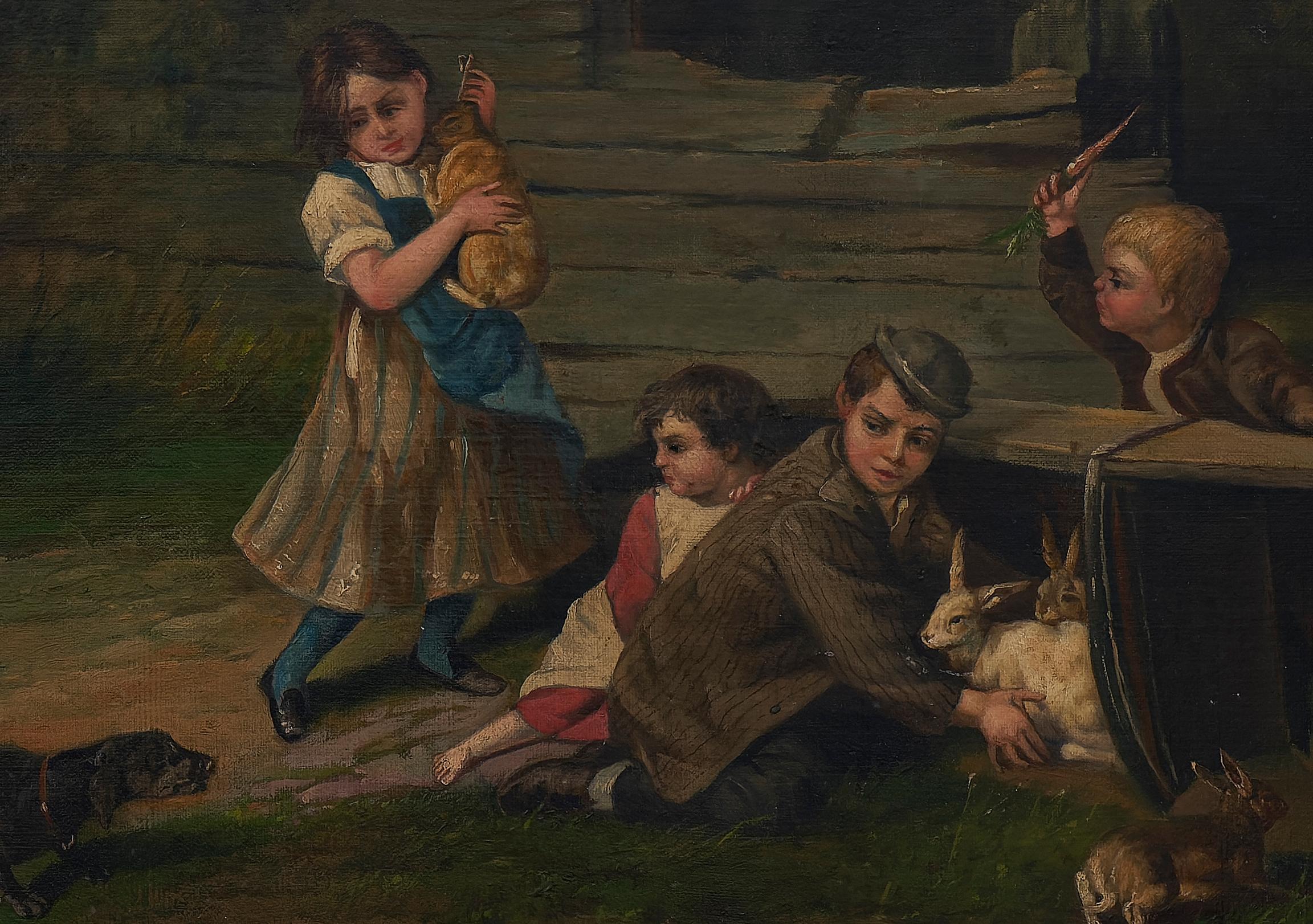 David B Bechtel (1895 - 1960) Peinture du 19e siècle avec des scènes d'enfants en vente 1
