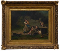David B Bechtel (1895 - 1960) Pintura del siglo XIX con escenas de niños