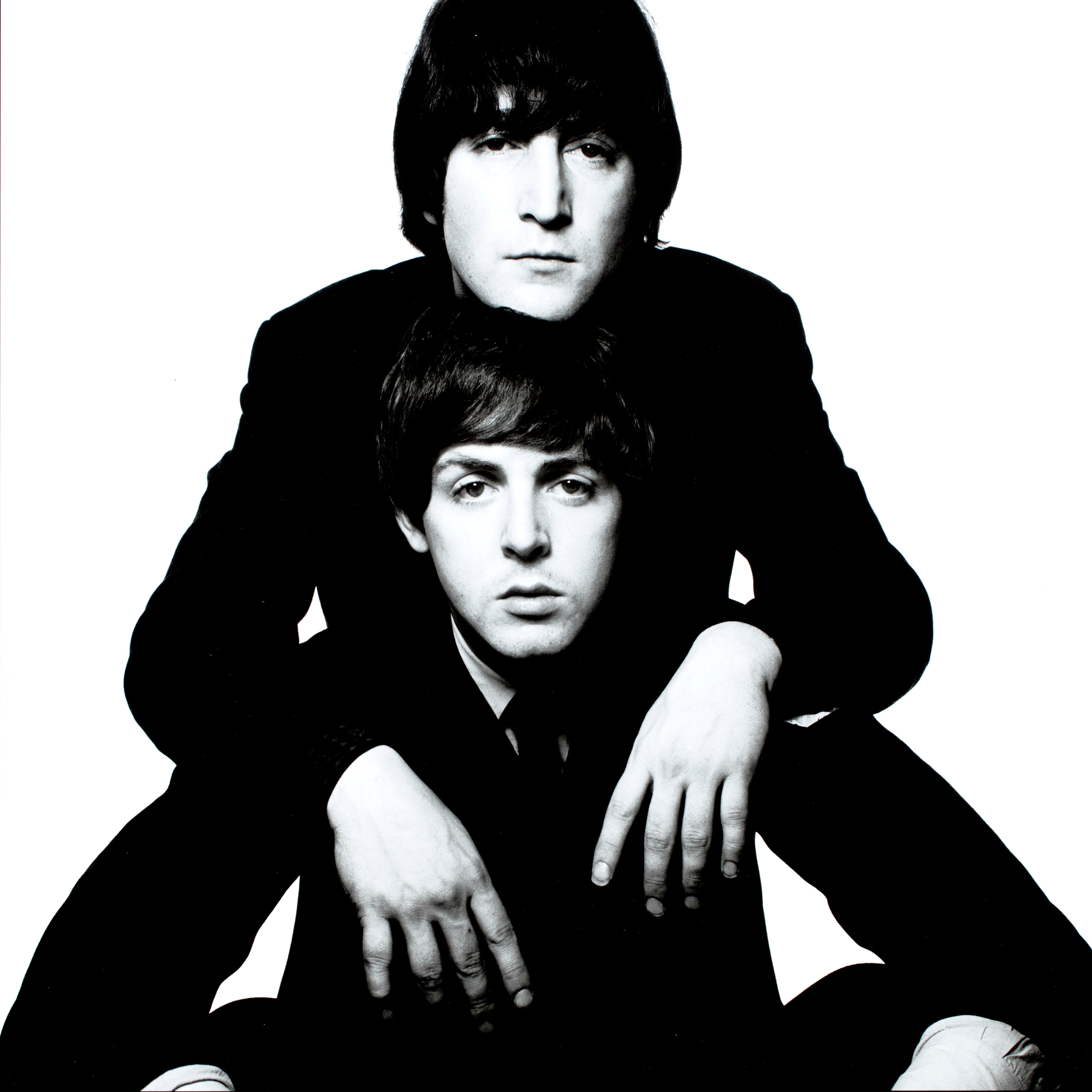 David Bailey Black and White Photograph - John Lennon and Paul McCartne