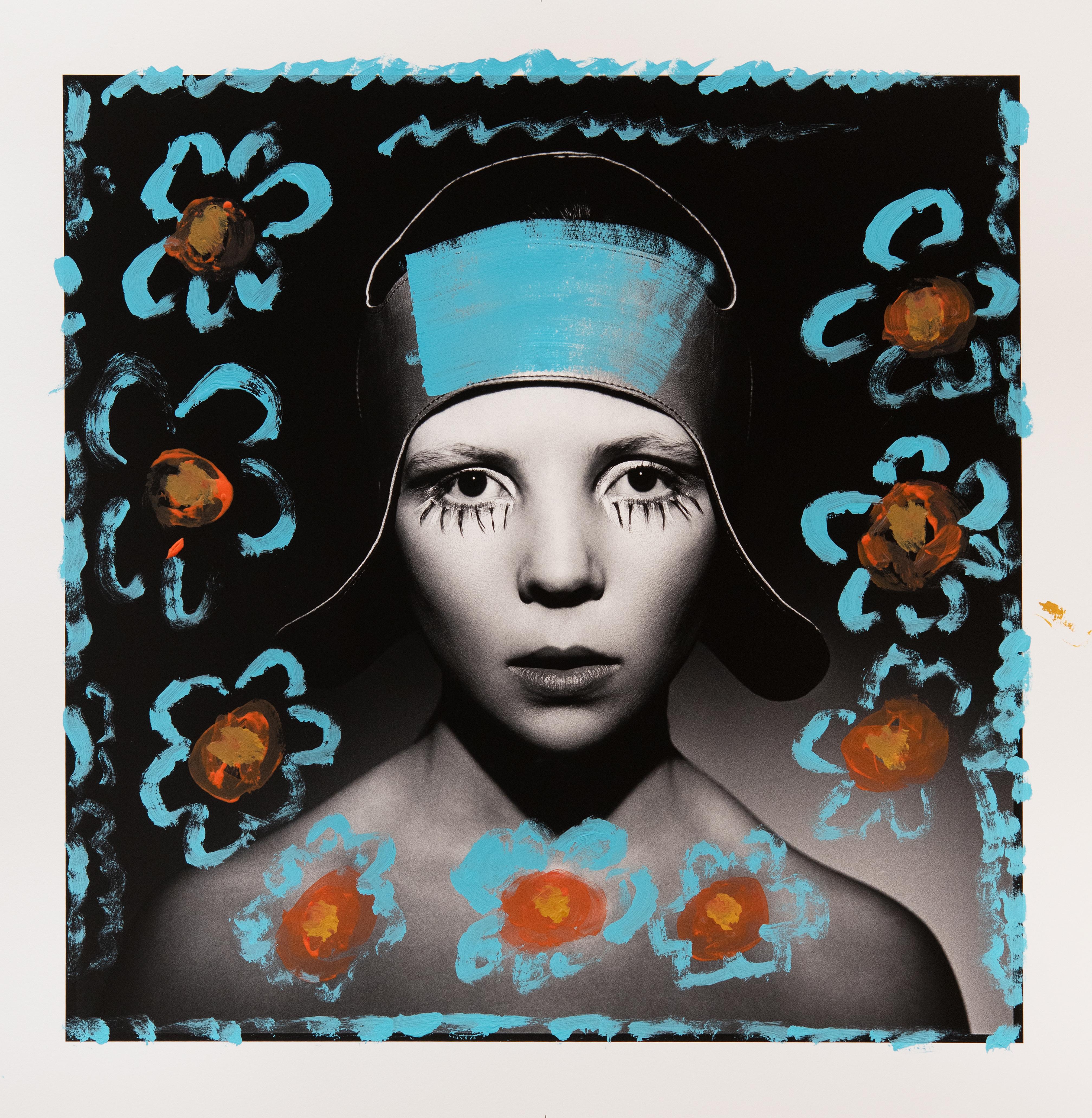 David Bailey Portrait Photograph - Penelope Tree with Flowers