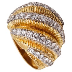 David Balogh 1960 Anello da cocktail in oro giallo 18kt con 3,18ctw in diamanti VS