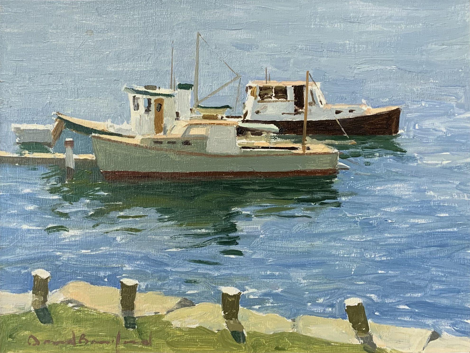 Noank Lobster Dock - Painting by David Bareford