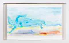 Nadador submarino Pintura en acuarela, Enmarcado, Siglo XXI, Firmado