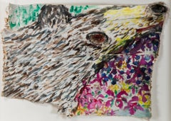 "Birch Bear, " Mixed Media Watercolor on Birch Bark signed by David Barnett