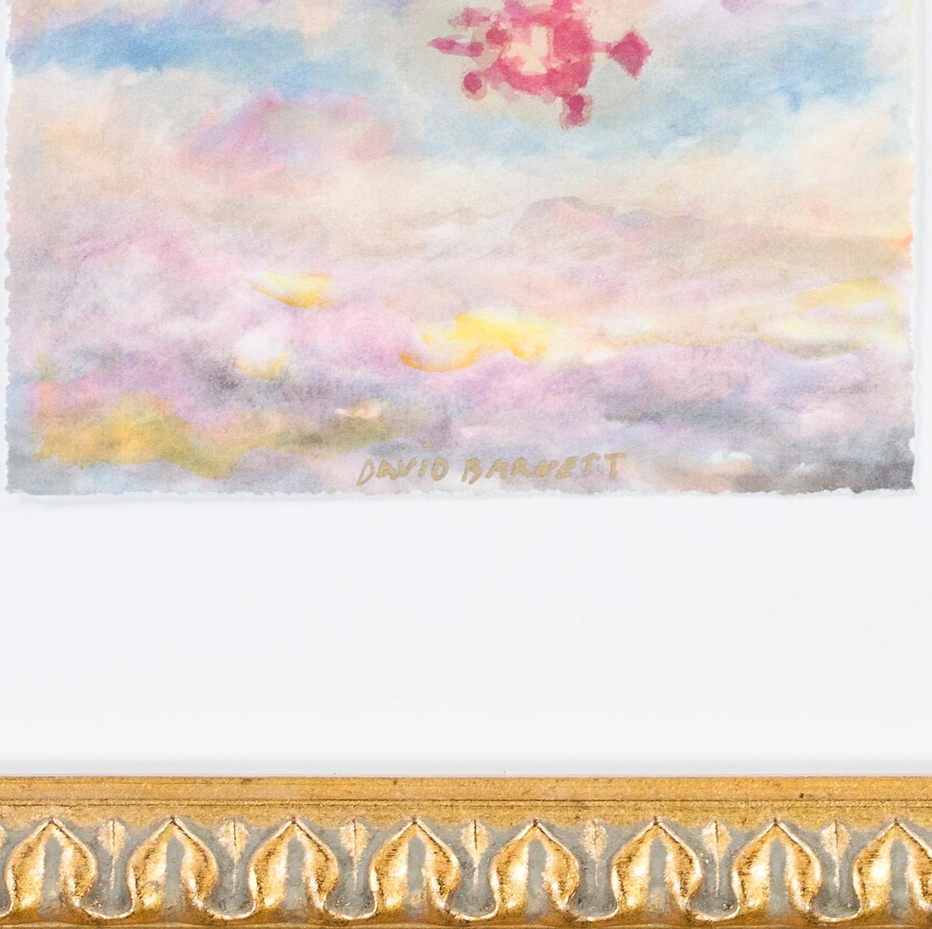 David Barnett’s ‘Four Kisses on a Passionate Sea Variation’ is a piece of almost disarming delicacy. Against a luminous evening sky of slowly evolving colors, a line of four red clouds comes into focus. The clouds resemble pairs of lips, suggesting