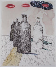 "Homage to Rene Magritte, " Mixed Media on Paper signed by David Barnett