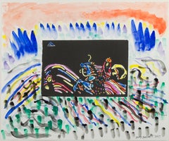 ""Homage to Wassily Kandinsky après 1911 "Rider & Child", gravure sur bois," David Barnett