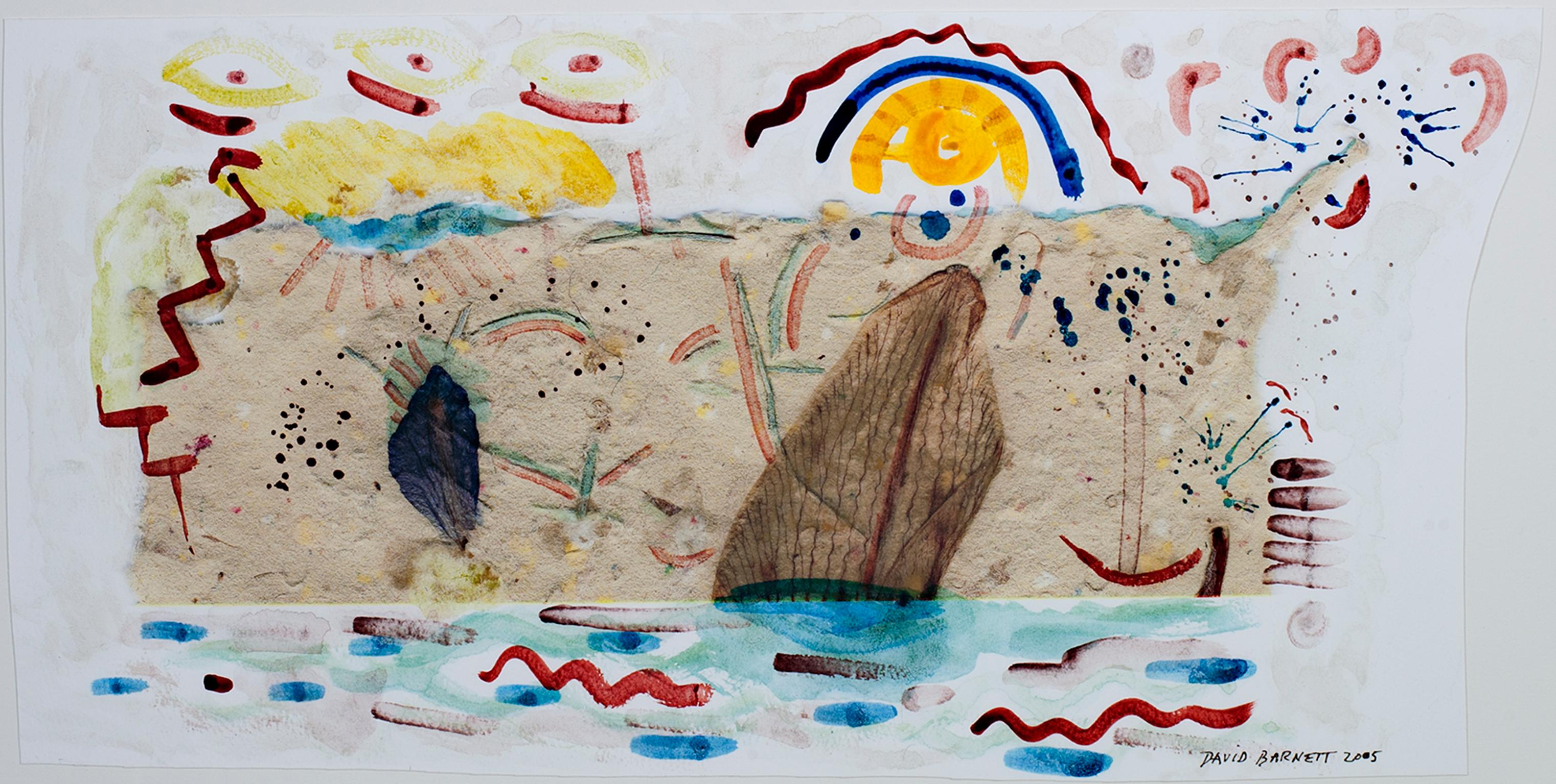 « Land, Sea, & Sky II, », aquarelle originale en techniques mixtes signée par David Barnett