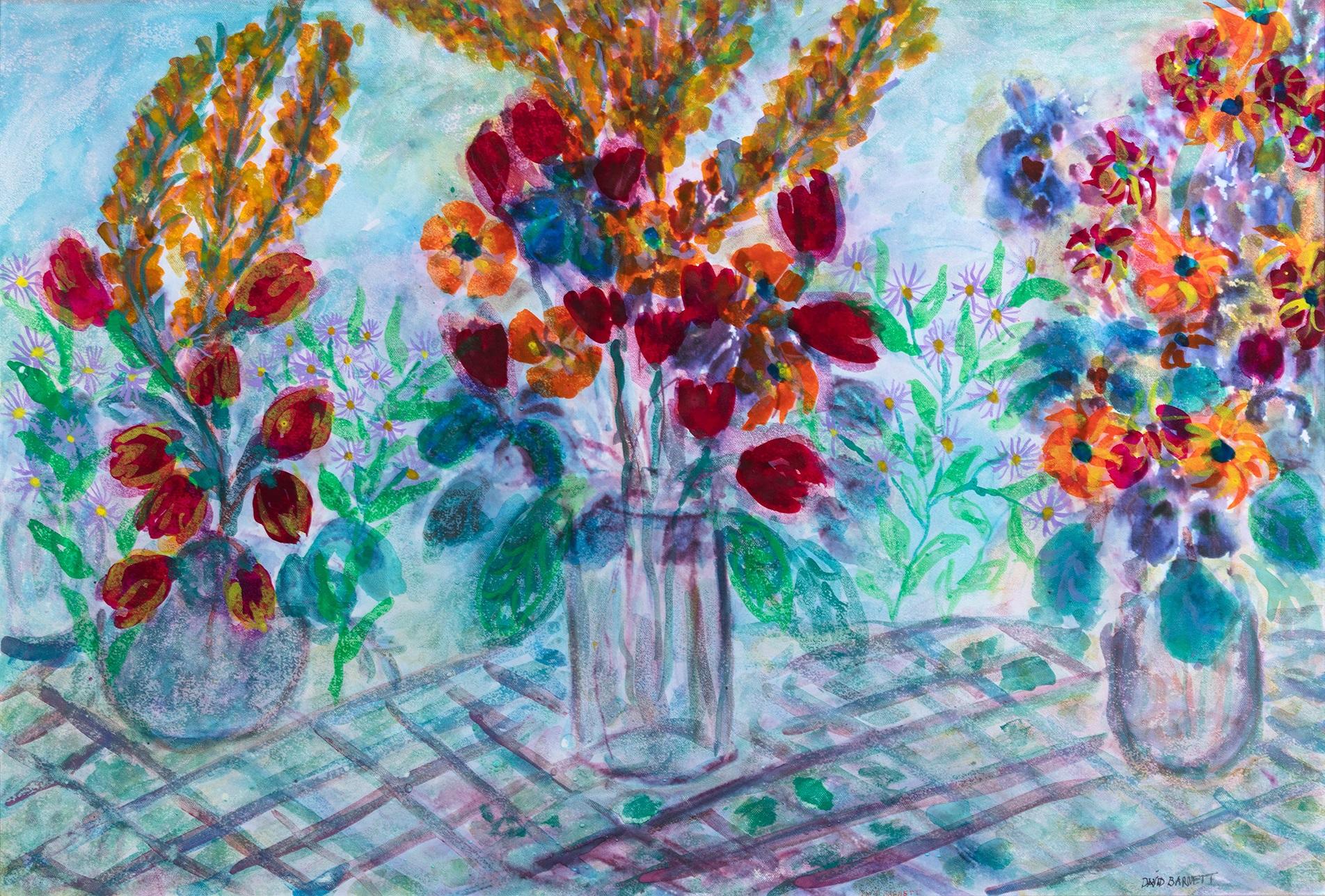 'Triple Birthday Bouquet Variation' Original Painting by David Barnett For Sale 1