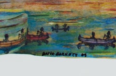 "Up North Series: Birch Bark Otter Lake, " Mixed Media signed by David Barnett