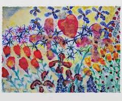 "Valentine's Day Garden with Bleeding Hearts, " Mixed Media by David Barnett